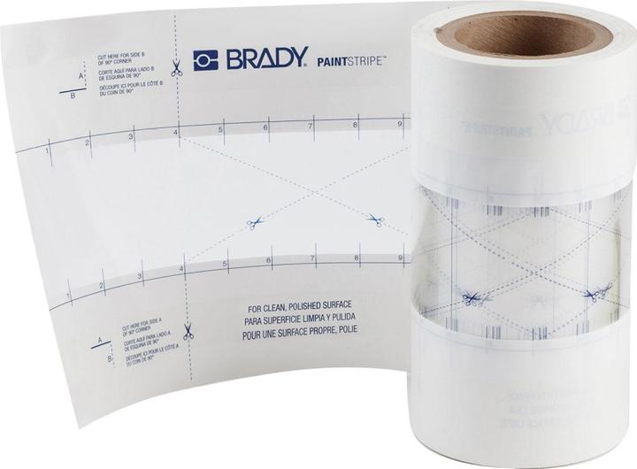 Image du produit Brady Pochoir PaintStripe - ligne continue, polypropylène, transparent/blanc, 76.20 mm x 30.50