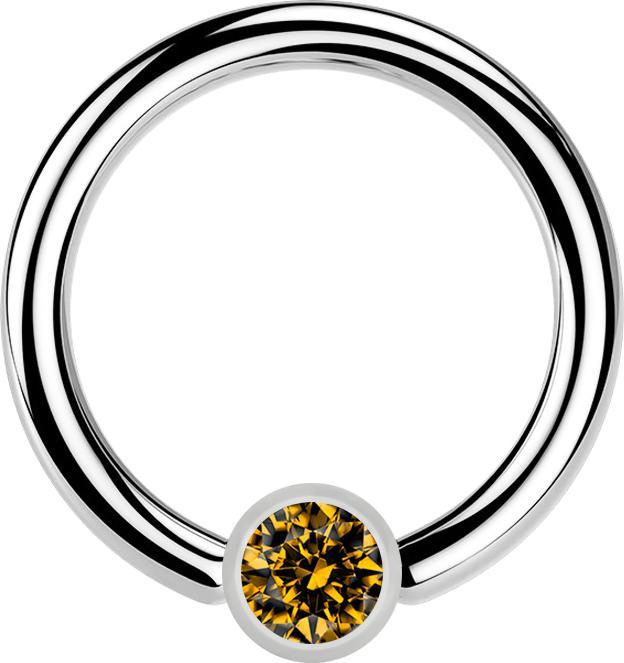 Image du produit Star Piercing Ball Closure anneau argent et cristal topaze (Acier chirurgical 316L)