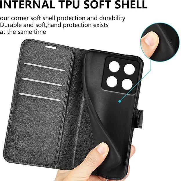 Actual product image MU Classic Litchi Leather Bookcover Series (Xiaomi 14T)