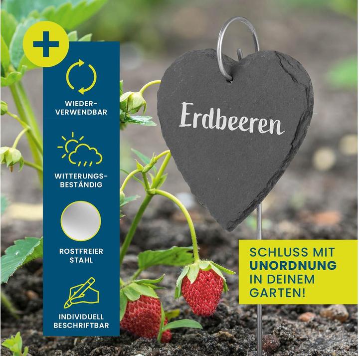 Actual product image Hoberg Pflanzschilder Set Schiefer Herz, 10 Stück, Zubehörtyp (40 cm, 10 cm)