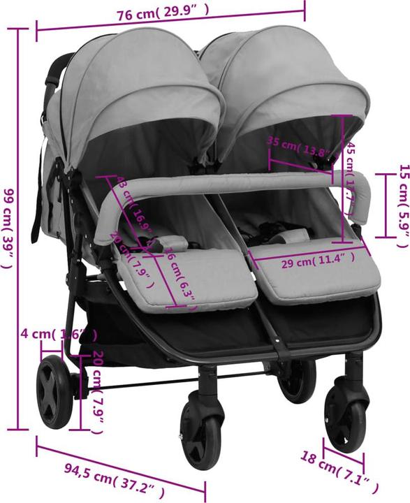 Image du produit VidaXL Geschwisterwagen