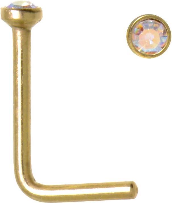 Actual product image Bijouteria Nose piercing (Surgical steel 316L, Premium crystal, PVD coating (gold-coloured))