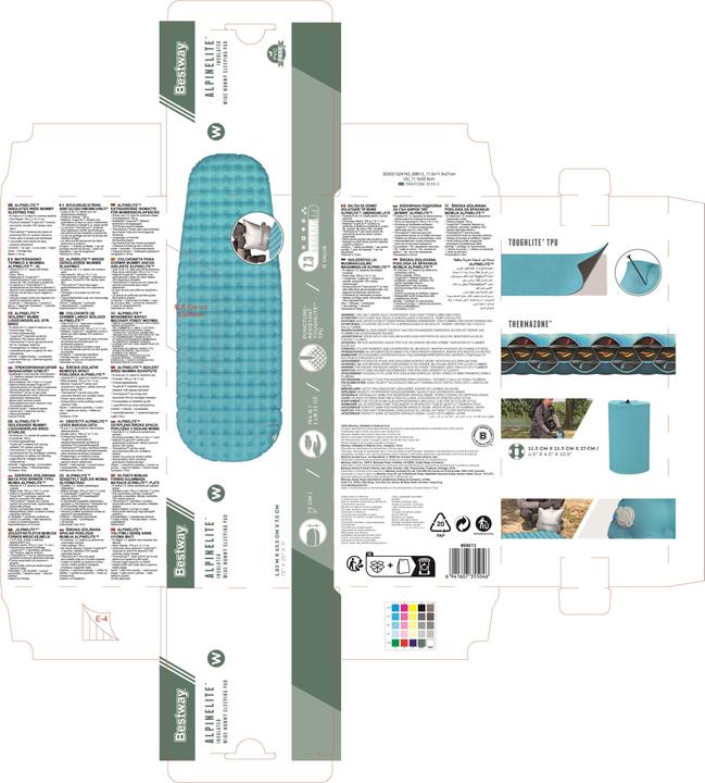 Actual product image Bestway AlpineLite™ inflatable single XL sleeping pad for mummy sleeping bags 183 x 63.5 x 7.5 cm