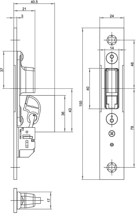 Actual product image G-U Schliessplatte Spl-AUT-MR/24x3/120/NL12 (Door set)