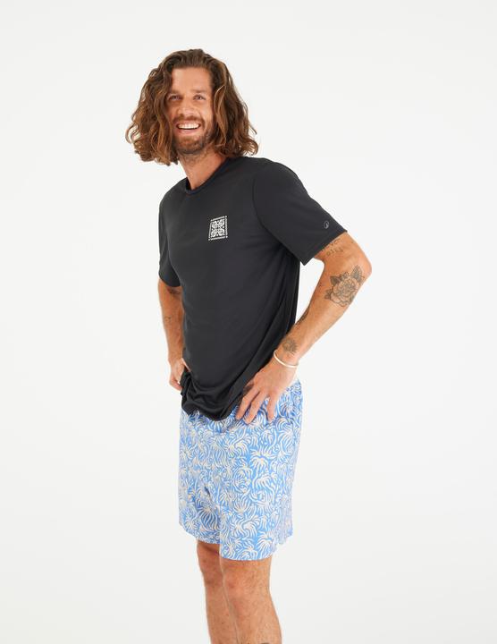 Olaian UV-Shirt Surfen Herren UV-Schutz UPF50+ Blackflower schwarz (XXL)