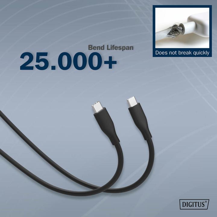 Image du produit Digitus Câble de connexion USB-C en silicone, 2m, noir (2 m, USB 2.0)