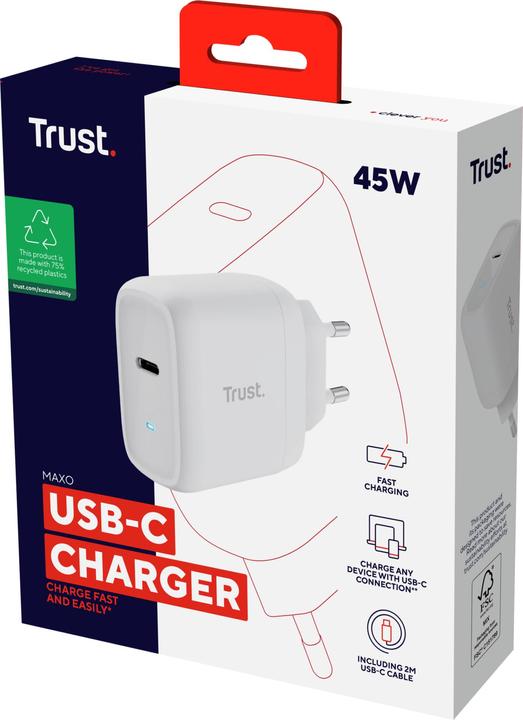 Actual product image Trust Maxo 45w USB-C Charger Wht (45 W)
