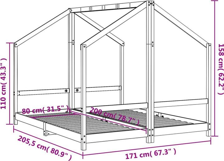 Actual product image VidaXL Children's bed frame (90 x 190 cm)