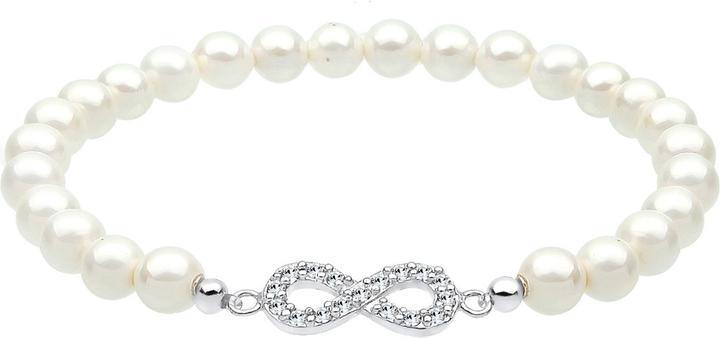 Produktbild Elli Armband Infinity Perle Kristalle 925 Silber (18 cm, Glaskristall, Muschelkernperlen, Plastik, 925er Sterling Silber)