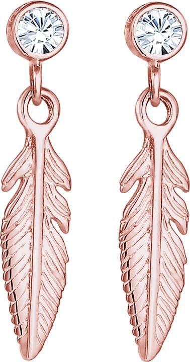 Actual product image Elli Earrings Feather Boho Hippie Crystals Silver (Glass crystal, 925 silver)