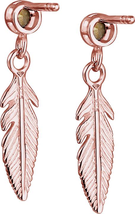 Actual product image Elli Earrings Feather Boho Hippie Crystals Silver (Glass crystal, 925 silver)