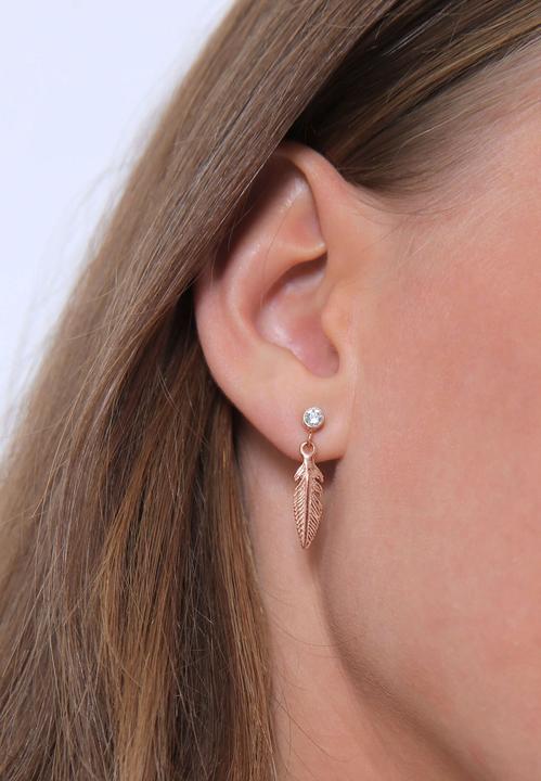 Actual product image Elli Earrings Feather Boho Hippie Crystals Silver (Glass crystal, 925 silver)