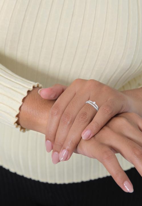 Image du produit Elli bague en cristal, set de bagues, bague solitaire (54, Argent 925)