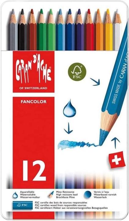 Actual product image Caran d'Ache Fancolor Farbstifte Metallschachtel (Multicoloured, 12 x)