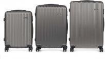 Arte Regal set 3 valises valise à bandes en abs gris foncé