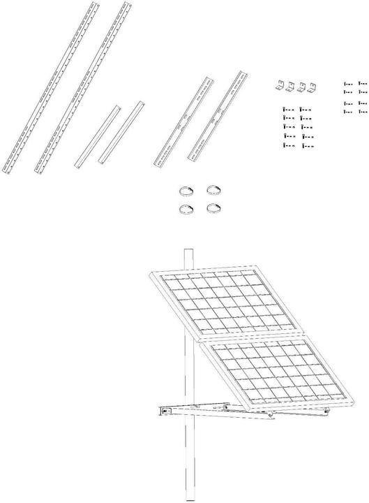 Productafbeelding Enjoy solar Aluminium paalbevestiging voor DUO-paneel (100-680mm), kantelhoek 30°-60°. (Montagemateriaal voor zonnesystemen)