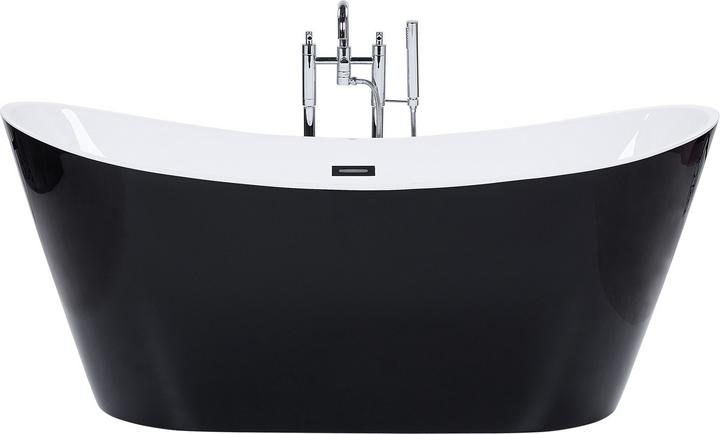 Beliani Badewanne freistehend schwarz oval 150 x 75 cm ANTIGUA (180 l, 150 cm, 75 cm)