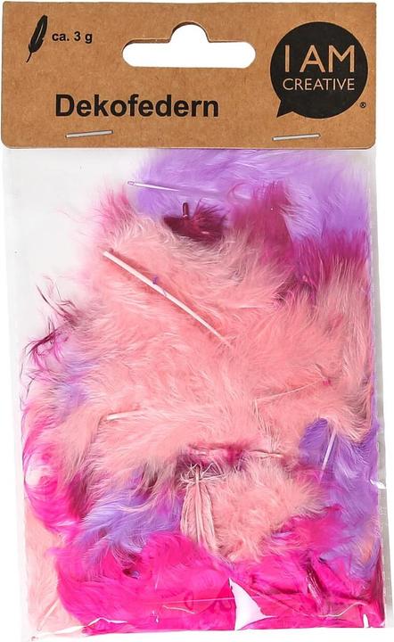 Actual product image Decorative feathers, feathers for decorations and for crafting, pink mix, 5 - 8 cm, approx. 3 g
