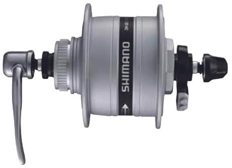 Image du produit Shimano Dynamo dans le moyeu DH-3D37 Center-Lock 100 mm 36 trous 6V/3W QR argent Box (Frein à disque Center lock)