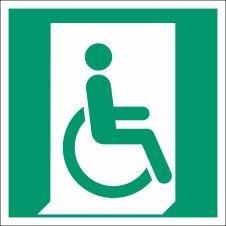 Produktbild Everglow Rettungszeichen Schild Notausgang für Rollstuhlfahrer rechts 20x20cm Alu
