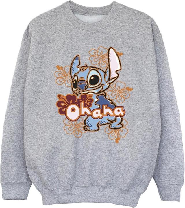 Disney Lilo And Stitch Ohana Orange Hibiscus Sweatshirt Mädchen