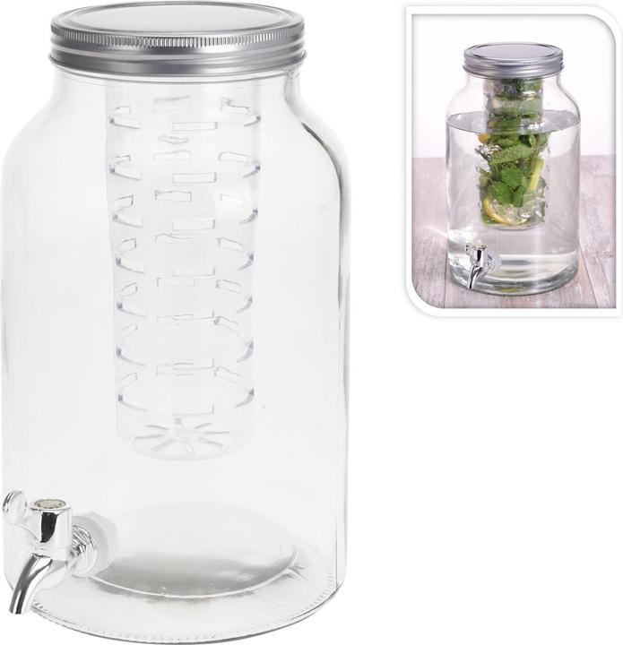 Immagine prodotto Excellent Houseware Distributore di bevande in vetro con inserto e rubinetto, 4 litri
