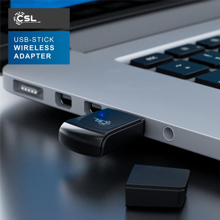 Actual product image CSL WLAN dongle, 300 Mbit/s USB stick WiFi adapter 2.4 Ghz 2T2R, gain 18 dBm, WEP WPA WPA2 (USB 2.0)