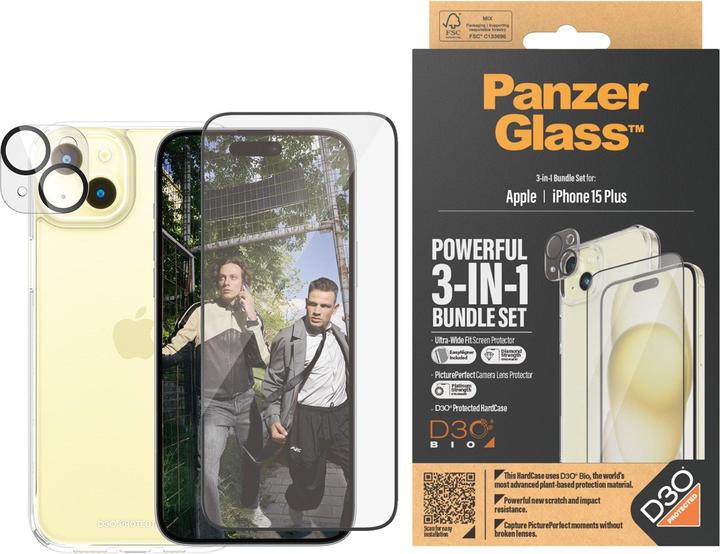 Produktbild PanzerGlass 3-in-1-Pack (1 Stück, Apple iPhone 15 Plus)