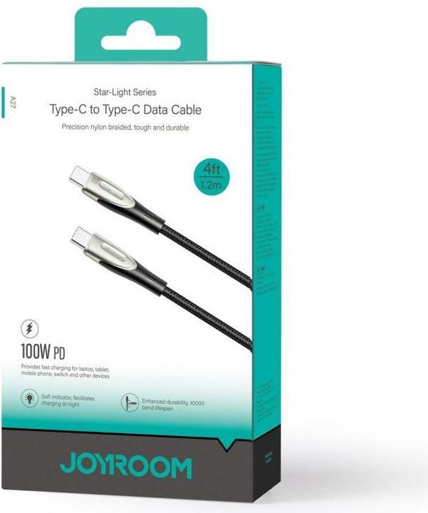 Produktbild Joyroom Star-Light Series SA27-CC5 USB-C/USB-C-Kabel 100 W 1,2 m – schwarz (1.20 m, USB 2.0)