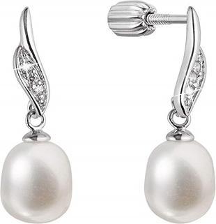 Evolution Group Charming dangle earrings with zircons and real river pearl 21092.1B