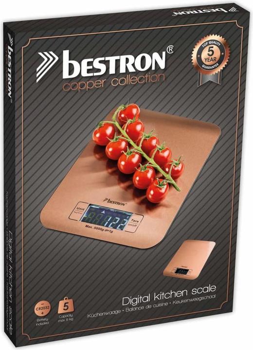 Immagine prodotto Bestron Bilancia da cucina AKS700CO Bilancia elettronica da cucina quadrata con piano di lavoro in rame