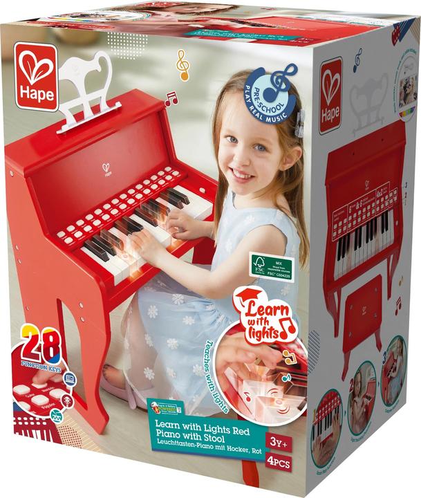 Immagine prodotto Hape Pianoforte a tasti illuminati con sgabello, rosso FSC