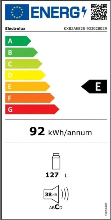 Etichetta energetica Electrolux KXB2AE82S Frigorifero Sottotavolo da Incasso Serie (127 l)