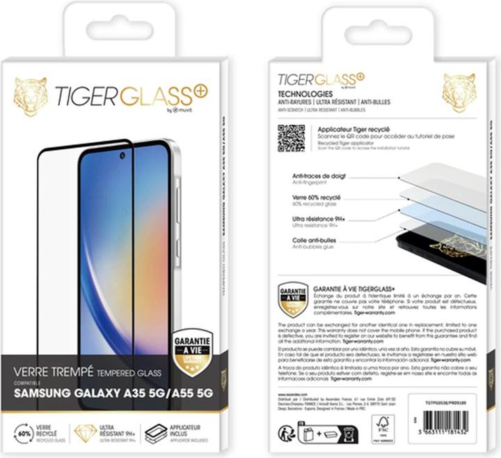 Image du produit Tiger Glass Plus Verre Trempé Recyclé Samsung Galaxy A35 5g/A55 5g (1 pièce(s), Samsung Galaxy A55, Samsung Galaxy A35)