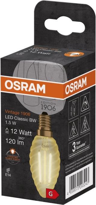 Produktbild Osram Vintage 1906 Led Classic B (E14, 1.50 W, 120 lm, 1 x, G)