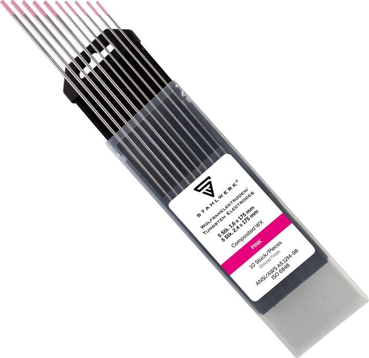 Image du produit Stahlwerk Électrodes en tungstène WX Pink 1,6 + 2,4 mm 5 de chaque dans un set pratique de 10 pièces