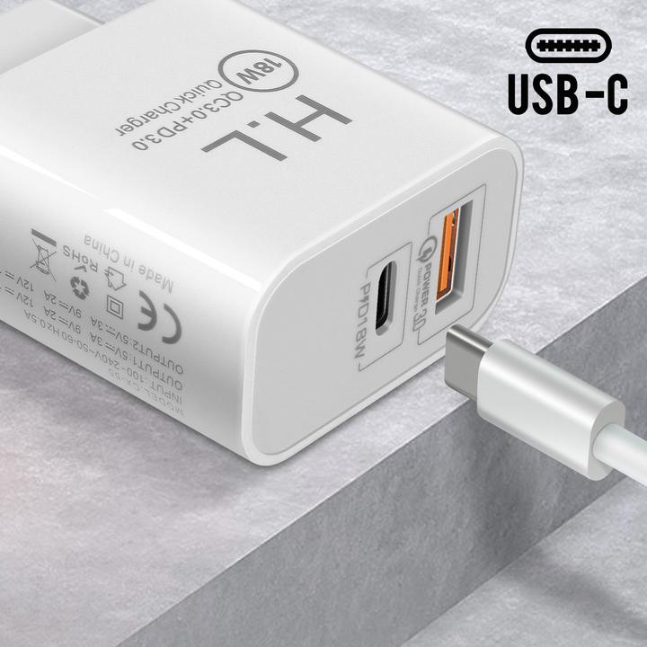 Actual product image Avizar Power supply, 3A USB-C + USB wall charger (18 W)