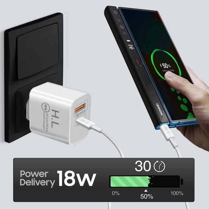 Actual product image Avizar Power supply, 3A USB-C + USB wall charger (18 W)