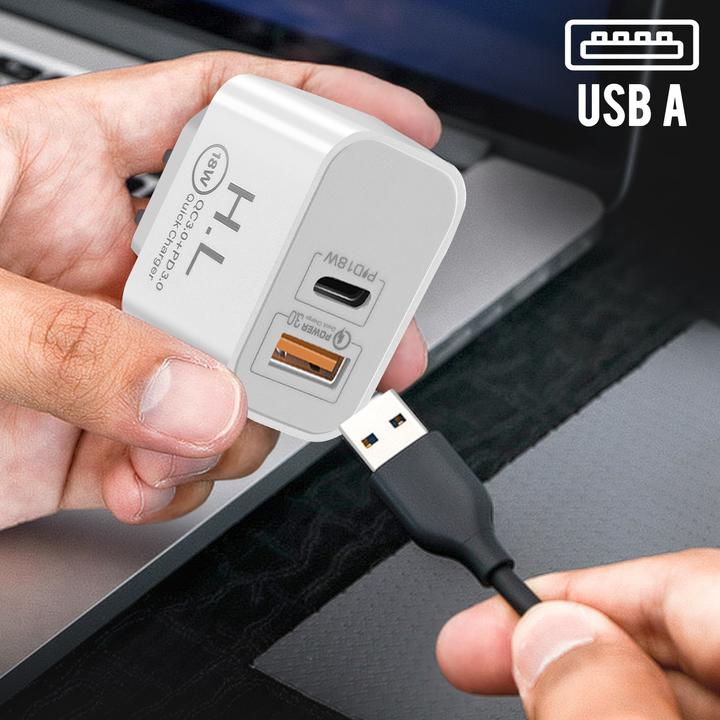 Actual product image Avizar Power supply, 3A USB-C + USB wall charger (18 W)