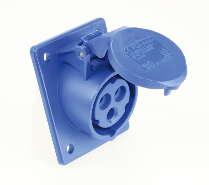 Actual product image PCE 413-6 Junction box angled 16A 3p 6h IP44/54 (flange 70x85 - hole spacing 50x65)
