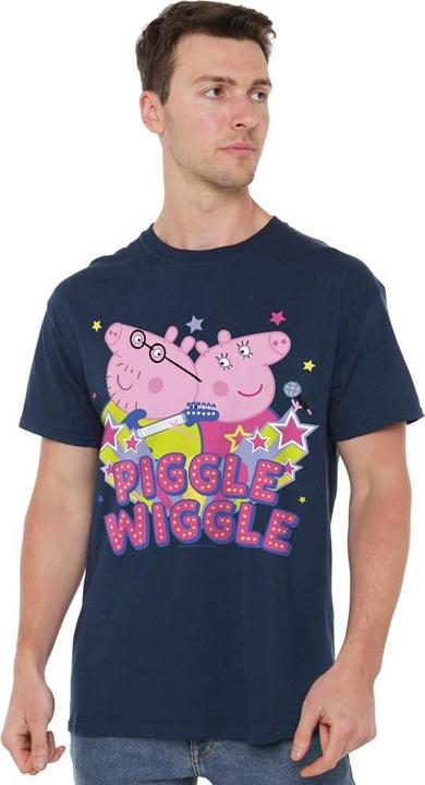 Actual product image Peppa Pig Mens Piggle Wiggle Mummy Pig Daddy pig T-Shirt (L)