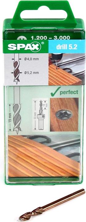 Productafbeelding Spax Boor 5,2 mm voor vlonderhout op aluminium 19 mm schroefdraadlengte ( 5009409875005 ) (5,2 millimeter)