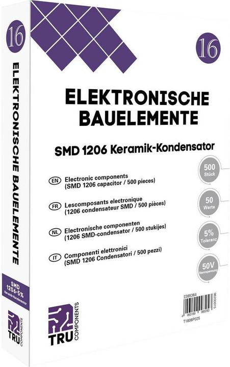 Image du produit Tru Components Condensateurs chip Album 16- série 1206, 50V, ±5%, 500 pcs.
