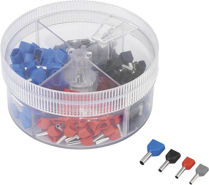 Produktbild Tru Components Zwillings-Aderendhülsen-Sortiment 0,50 mm² 2,50 mm² Grau, Rot, Schwarz, Blau 739884 200 St.