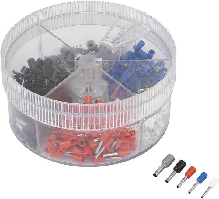 Actual product image Tru Components Wire end ferrule assortment 0.50 mm² 2.50 mm² White, Blue, Red, Black, Grey 739872 400 pcs.