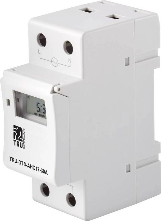 Produktbild Tru Components Zeitschaltuhr für Hutschiene Betriebsspannung: 220 V/AC 30 A 250 V/AC