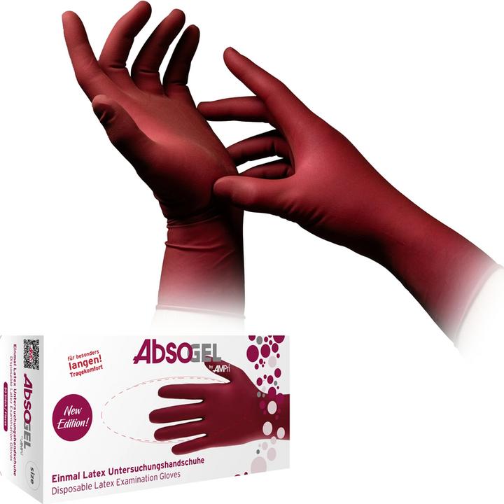 Produktbild Ampri Absogel Handschuh Latex puderfrei Bordeaux Gr. S 50 Stk. (S)