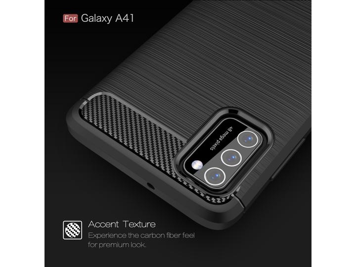 Actual product image Screenguard Samsung Galaxy A41 Cover Carbon Brushed Soft TPU (Samsung Galaxy A41)
