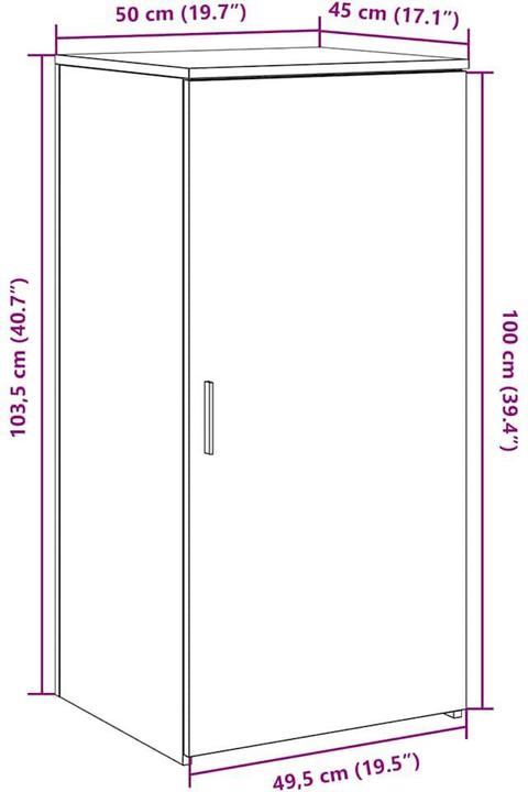 Produktbild VidaXL Lagerschrank Betongrau 50x45x103,5 cm Holzwerkstoff Schrank