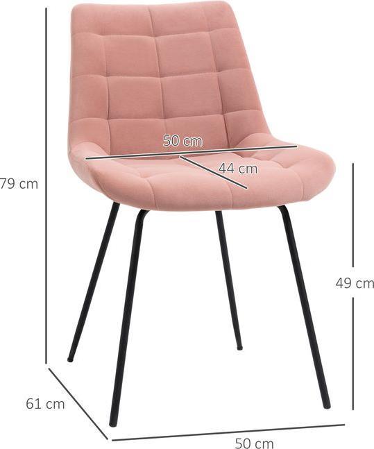 Produktbild Swisshandel24 Esszimmerstuhl 2er Set, Samtbezug in Rosa, Retrodesign, Stahlbeine